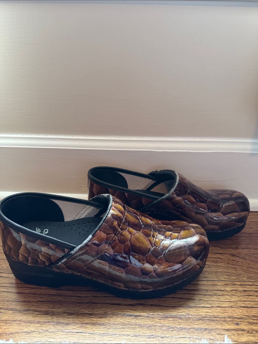 Dansko Women’s Croc-Effect Brown Slip-On Clogs Size 39